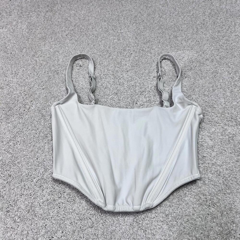 Out From Under Corset Top Women’s White Cropped Sleeveless Size Small